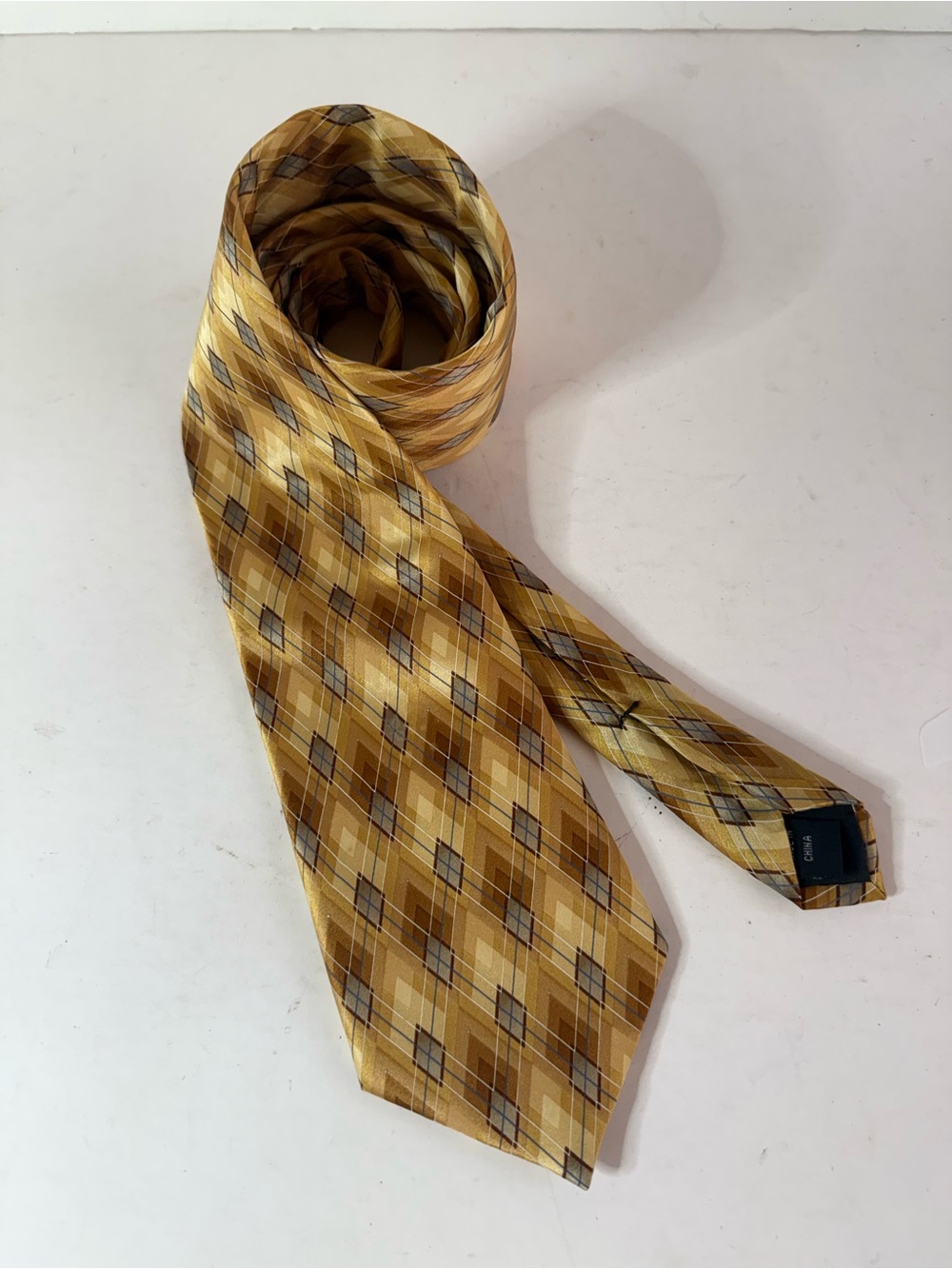 Via Europa Yellow Plaid Silk-Blend Tie with Subtle Gray Accents